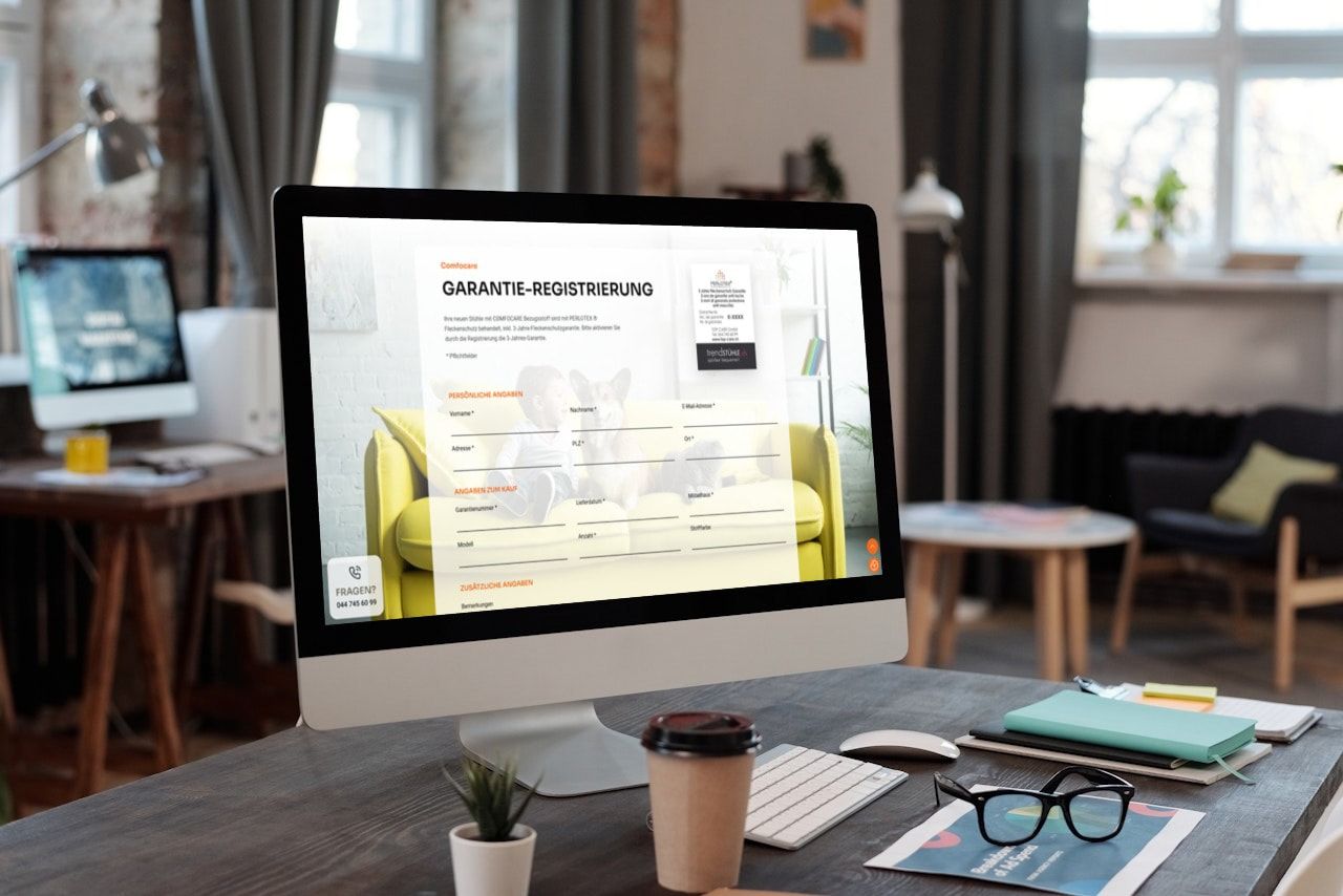 B2B Website von TOP CARE Fleckenschutz am Desktop PC