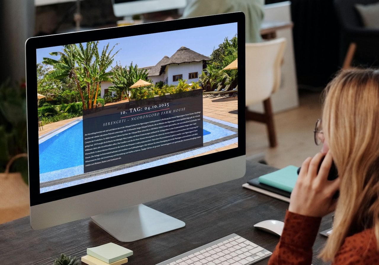 Website von Yoga Safari (Reiseanbieter) auf dem Desktop PC