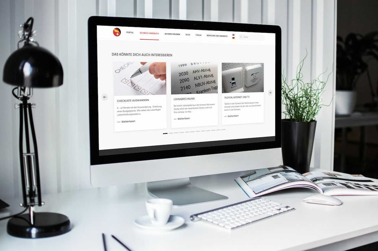 Website von About Swiss auf dem Desktop PC